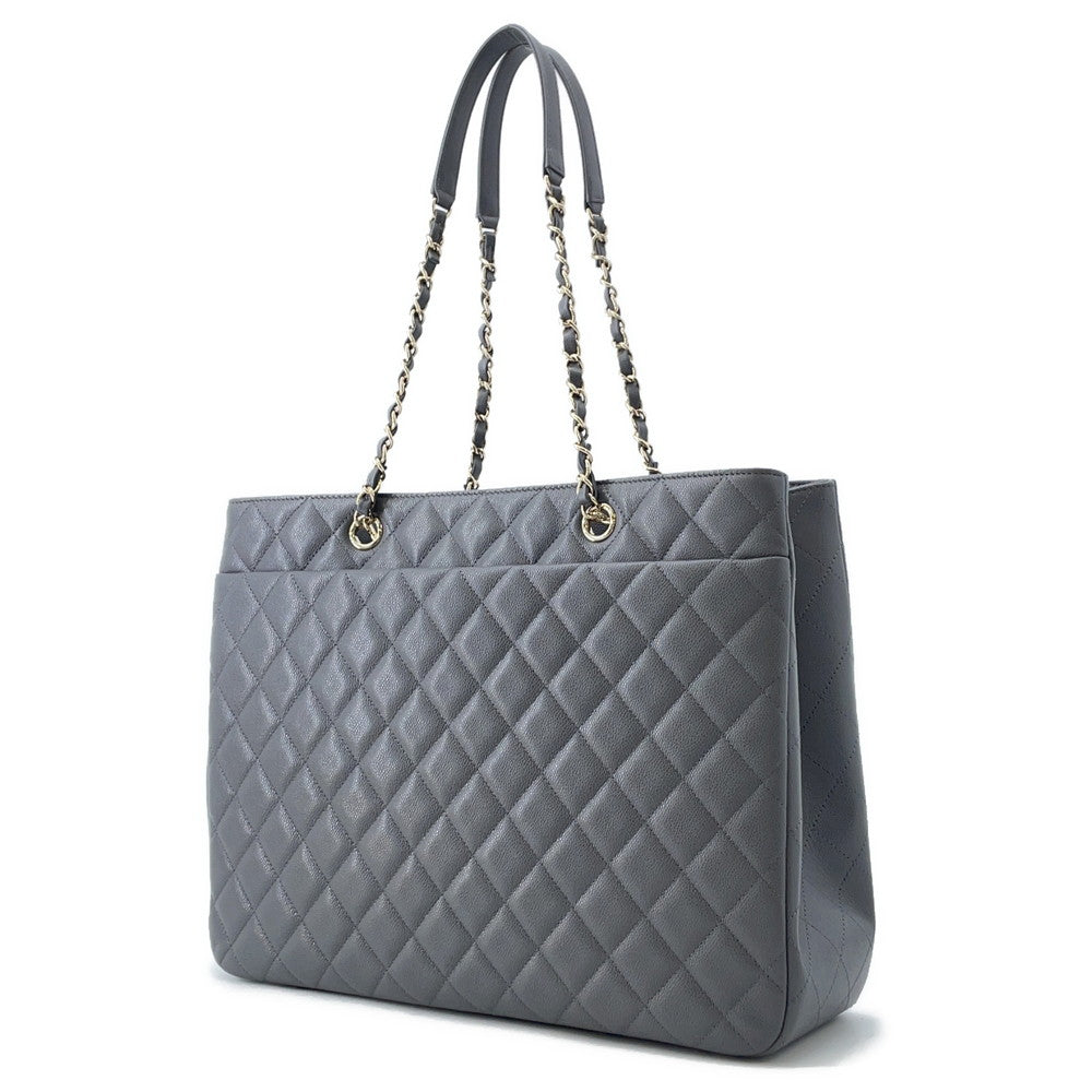 CHANEL Matelasse ChainTote Bag GrayA91046 Caviar Leather