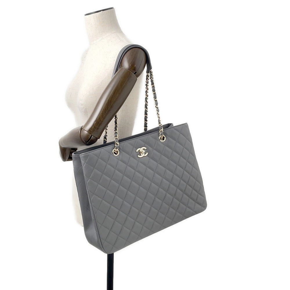 CHANEL Matelasse ChainTote Bag GrayA91046 Caviar Leather