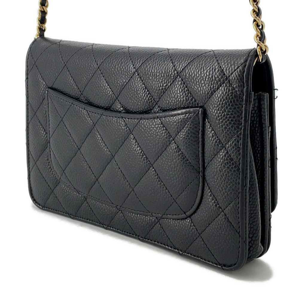 CHANEL Matelasse Chain wallet BlackAP0250 Caviar Leather