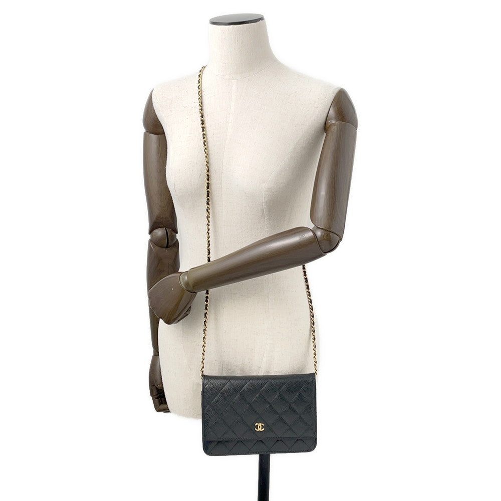 CHANEL Matelasse Chain wallet BlackAP0250 Caviar Leather
