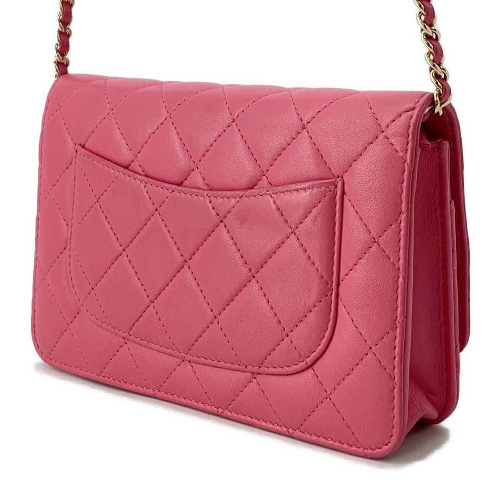 CHANEL Double piece Chain wallet PinkA33814 Lambskin