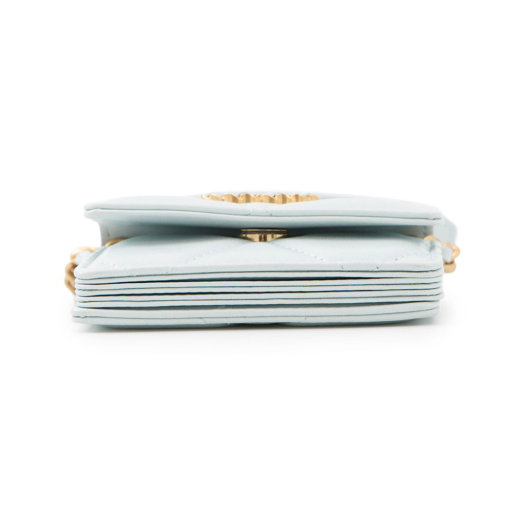CHANEL CHANEL19 Matelasse Chain Wallet Light BlueAP1787 Lambskin