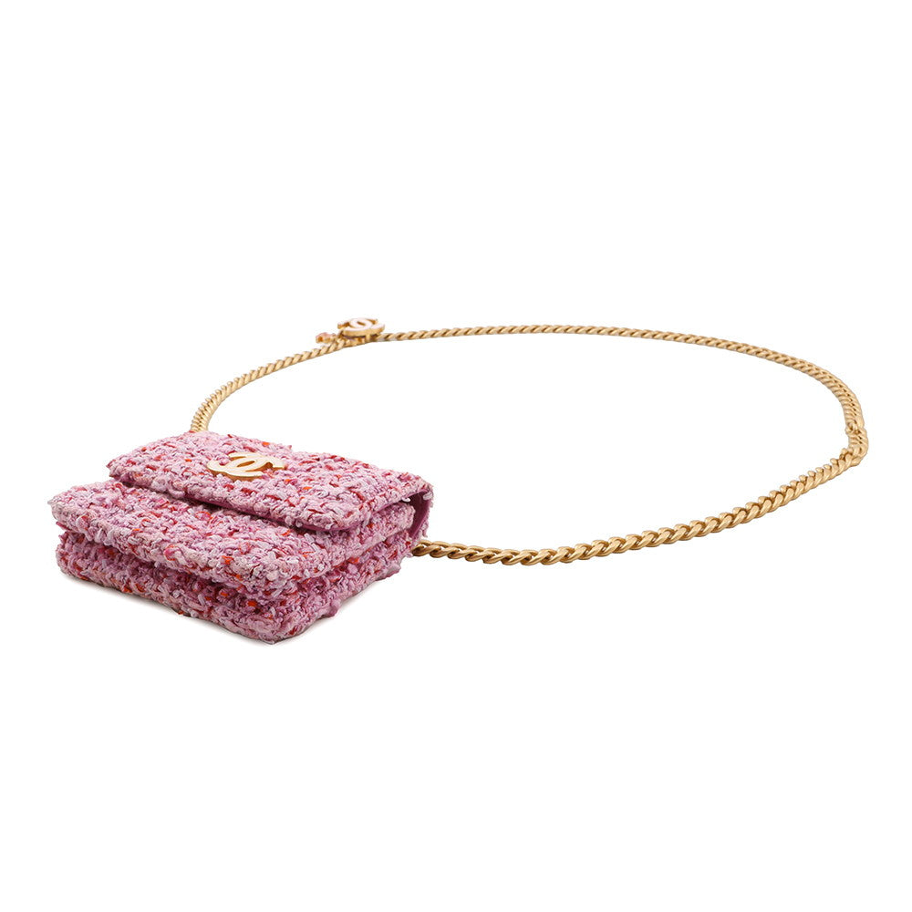 CHANEL Matelasse belt bag Pink Tweed