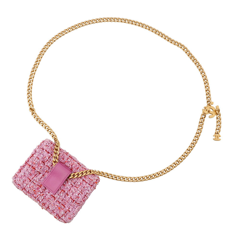 CHANEL Matelasse belt bag Pink Tweed