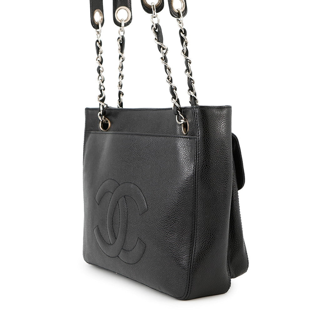 CHANEL ChainShoulderTote Bag Black Caviar Leather