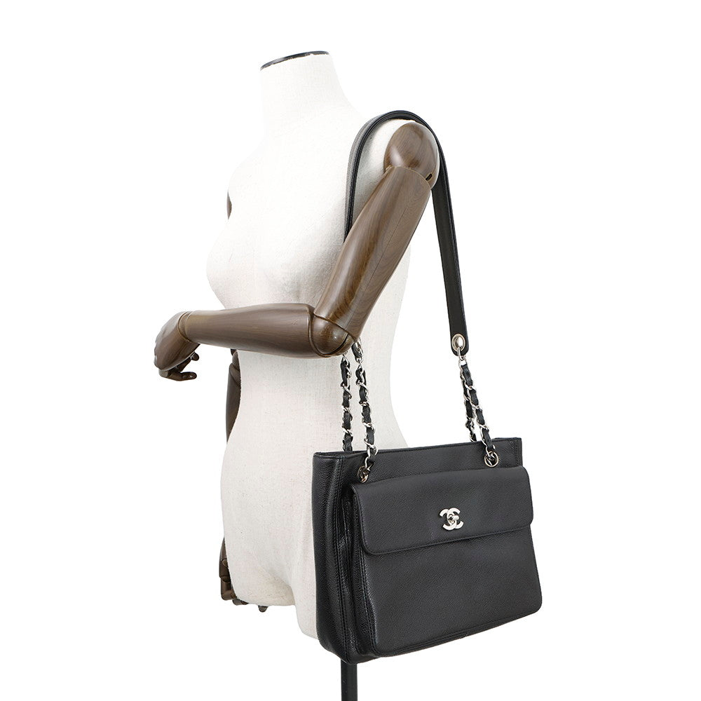 CHANEL ChainShoulderTote Bag Black Caviar Leather