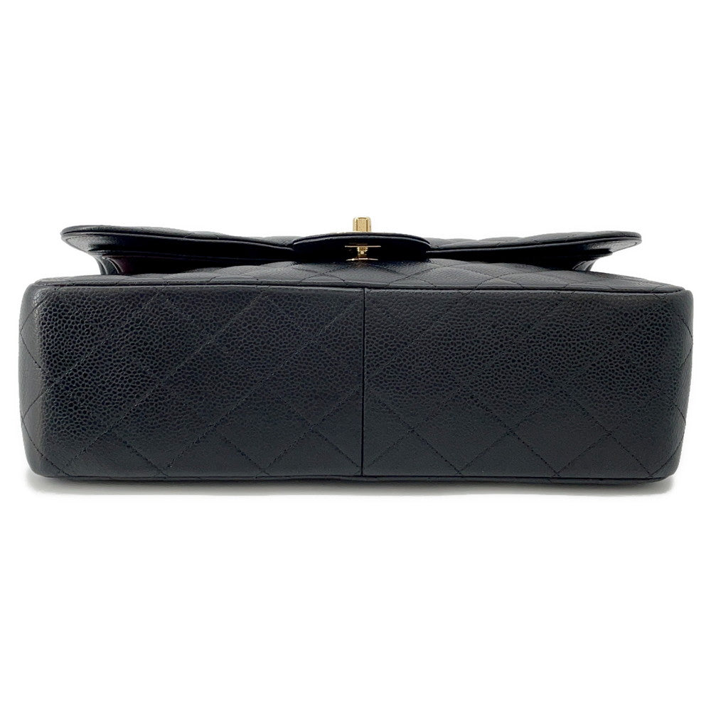 CHANEL Matelasse W Flap ChainShoulder Bag BlackA58600 Caviar Leather Size 30
