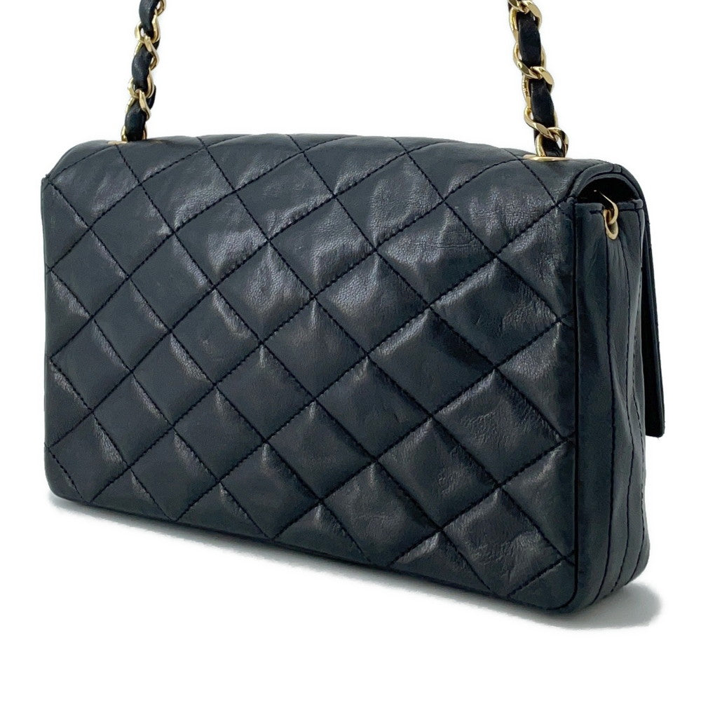 CHANEL Matelasse ChainShoulder Bag Black Lambskin