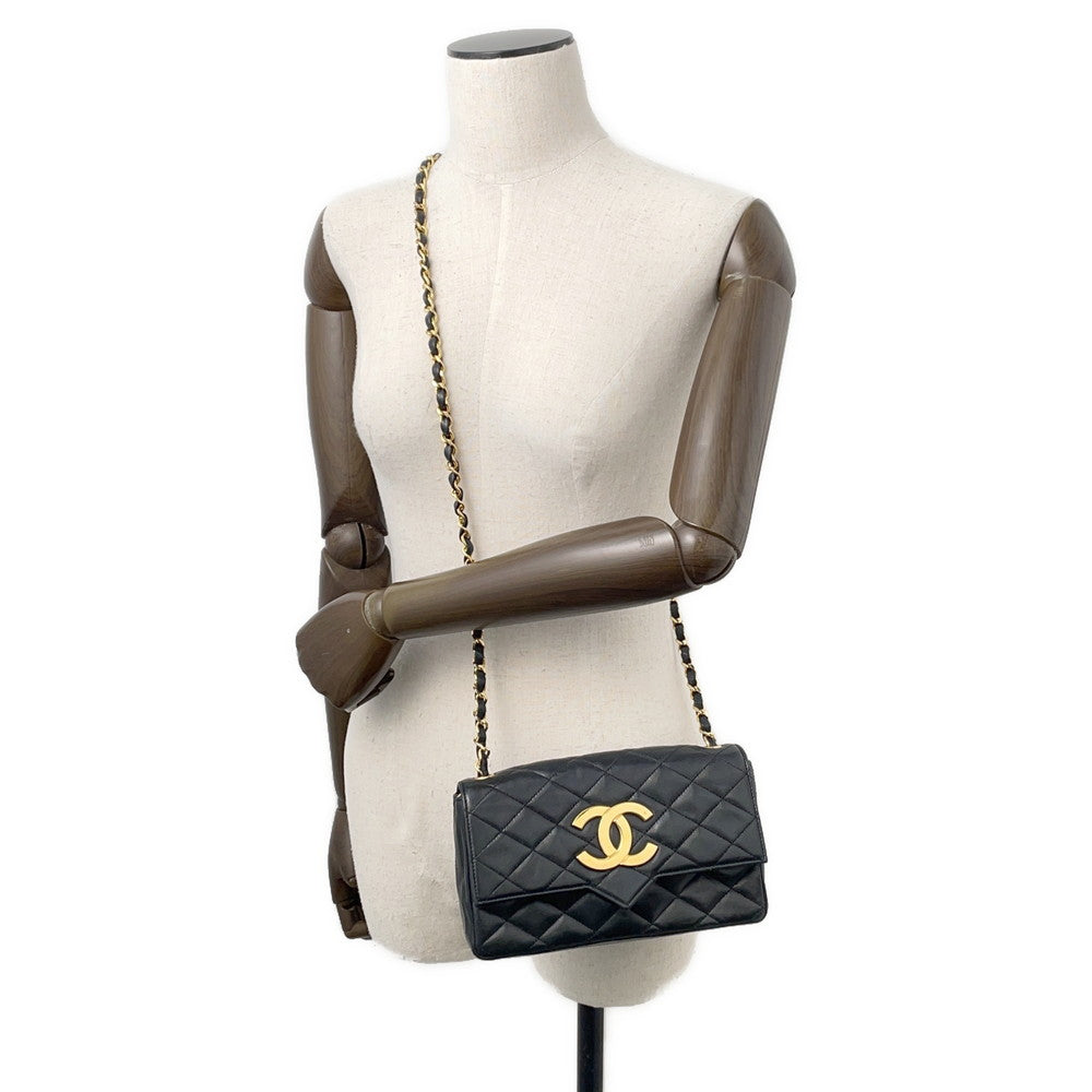 CHANEL Matelasse ChainShoulder Bag Black Lambskin