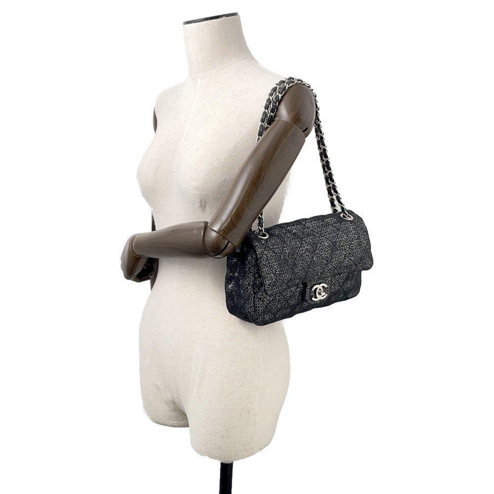 CHANEL CHANEL Matelasse ChainShoulder Bag Black Mesh Sequins