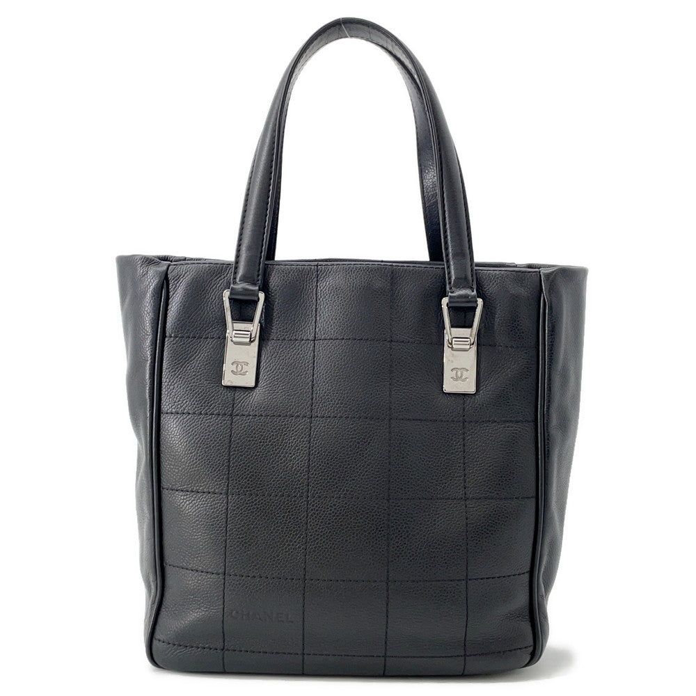 CHANEL Chocolate Bar Tote Bag Black Caviar Leather