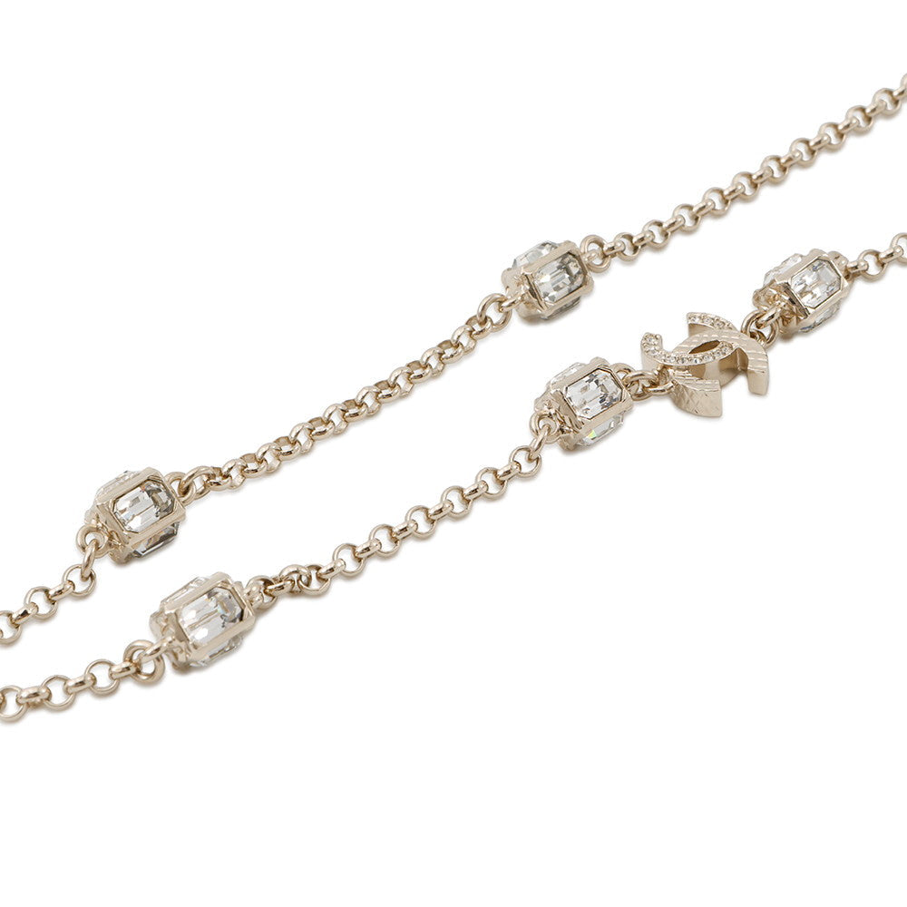 CHANEL CC Logo Necklace Metal Rhinestone