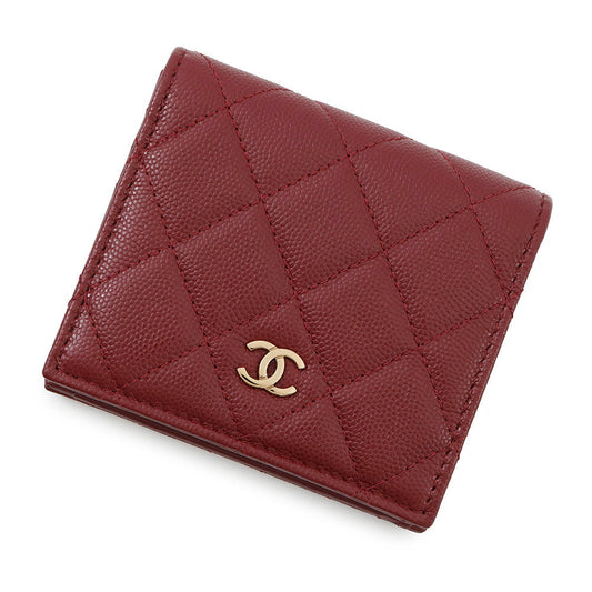 CHANEL Matelasse Compact Wallet BurgundyAP4806 Caviar Leather