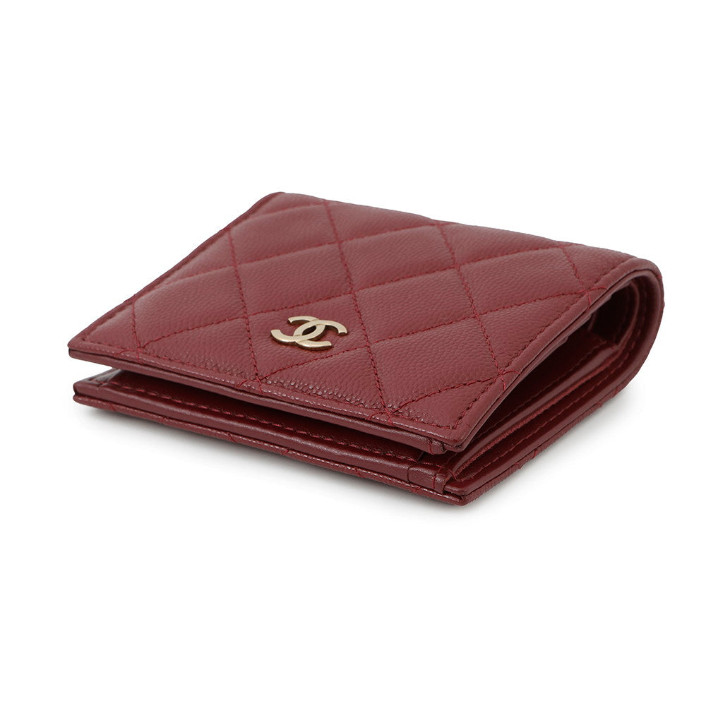 CHANEL Matelasse Compact Wallet BurgundyAP4806 Caviar Leather