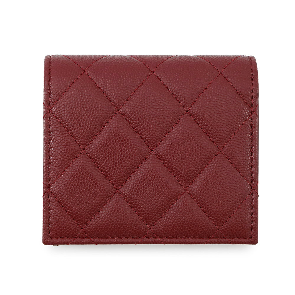 CHANEL Matelasse Compact Wallet BurgundyAP4806 Caviar Leather