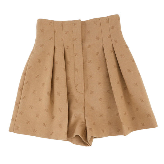 FENDI FF Calligraphy Shorts Size 36 BeigeFR6336 Wool 90% Cashmere8% Polyurethane2%