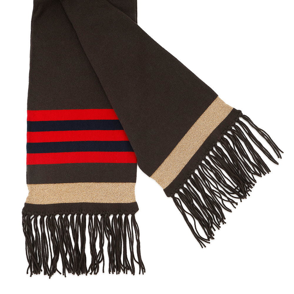 CHANEL CC Logo Scarf Brown/Gold/Red/NavyP36264 Cashmere95% Polyamide5%