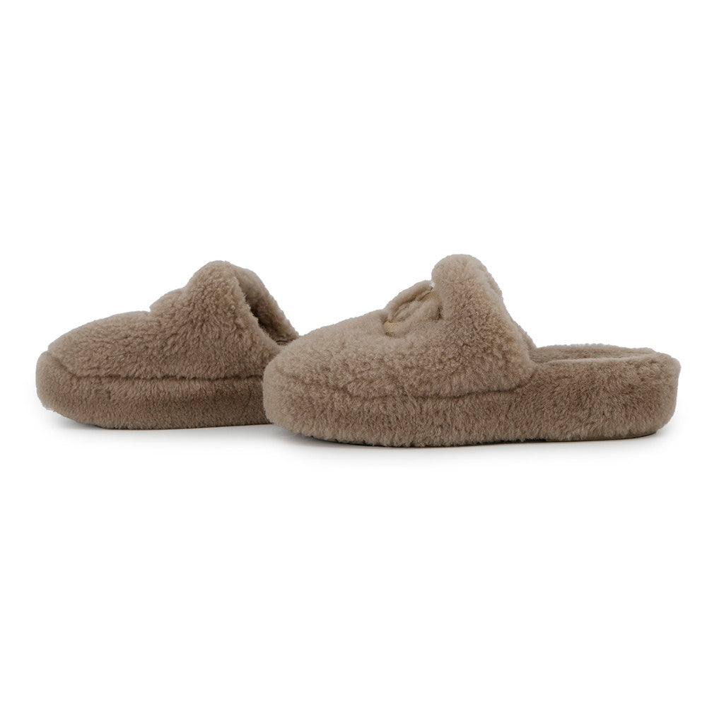 CHANEL CC Logo Fur Sandals GreigeG45984 Mouton Size 36C