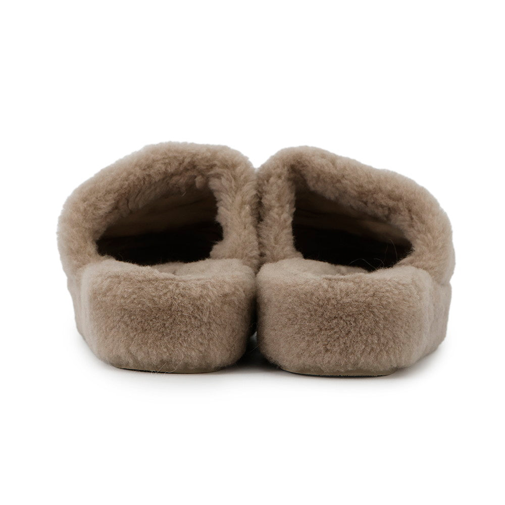 CHANEL CC Logo Fur Sandals GreigeG45984 Mouton Size 36C