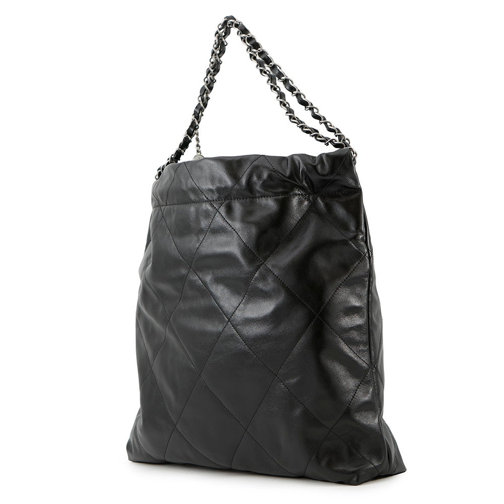CHANEL CHANEL22 Handbag BlackAS3261 Shiny Calf Leather Size Small