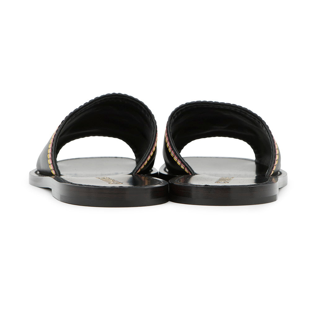 CHANEL CHANEL Sandals Black/MulticolorG37235 Leather Size 37C