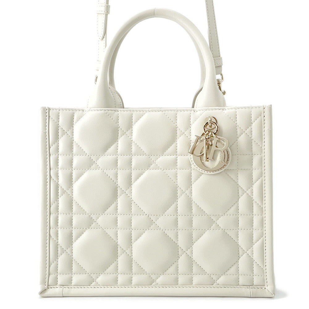 Dior Macrocannage Book Tote Latte WhiteM1325OWHP_M030 Calf Leather Size Small