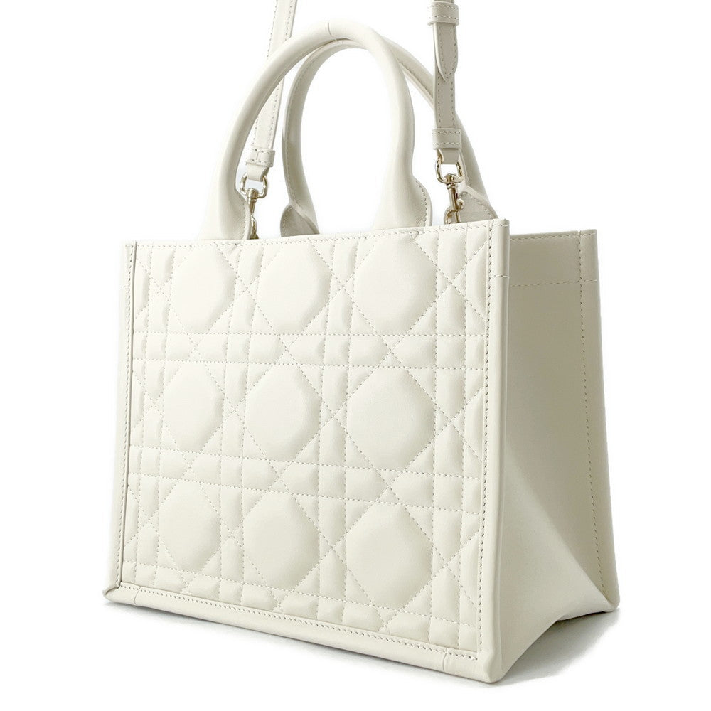 Dior Macrocannage Book Tote Latte WhiteM1325OWHP_M030 Calf Leather Size Small