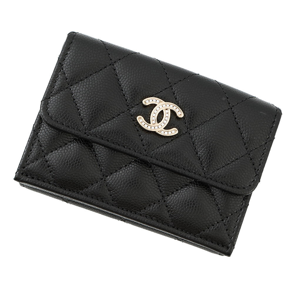 CHANEL Small Tri-fold Wallet BlackAP4815 Caviar Leather