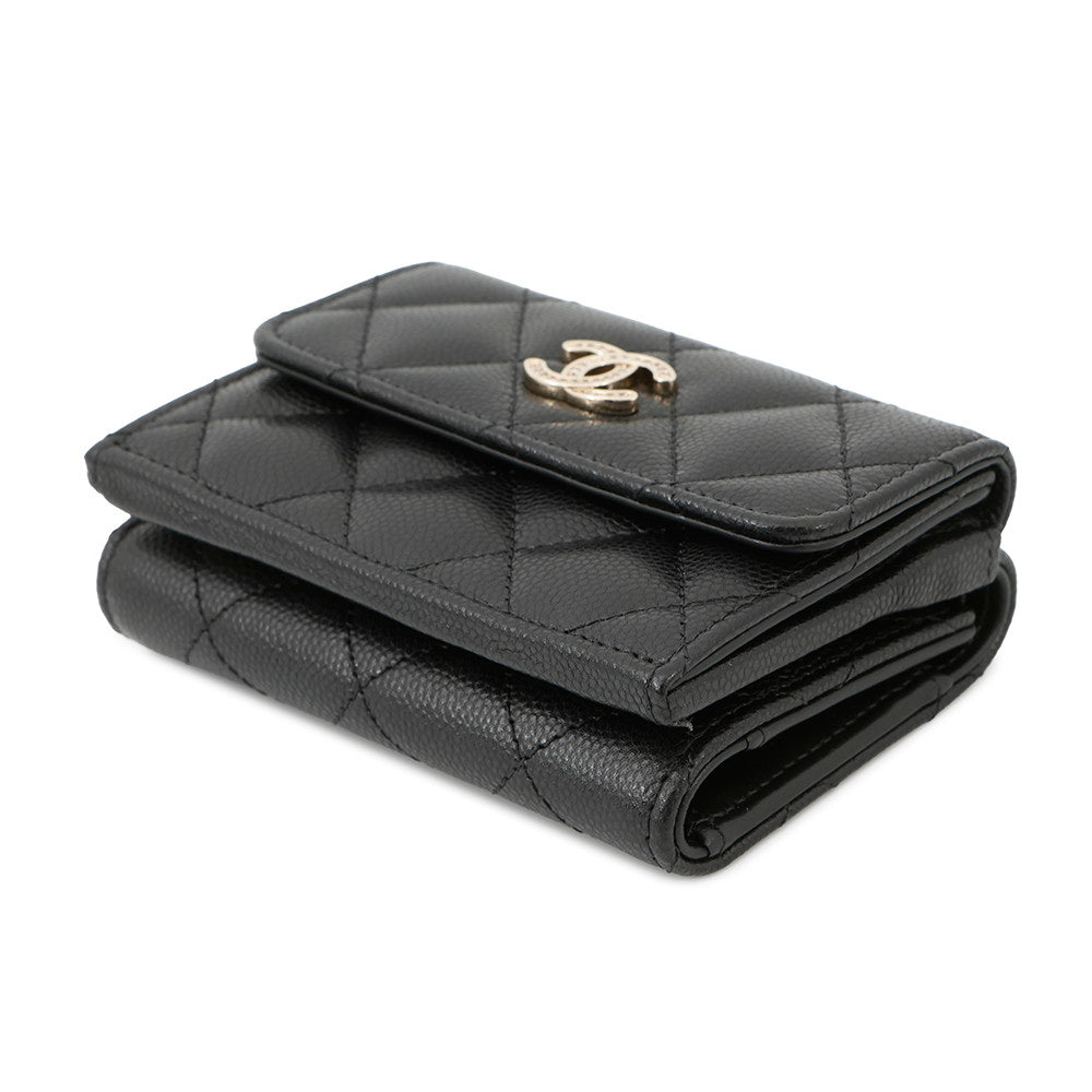 CHANEL Small Tri-fold Wallet BlackAP4815 Caviar Leather