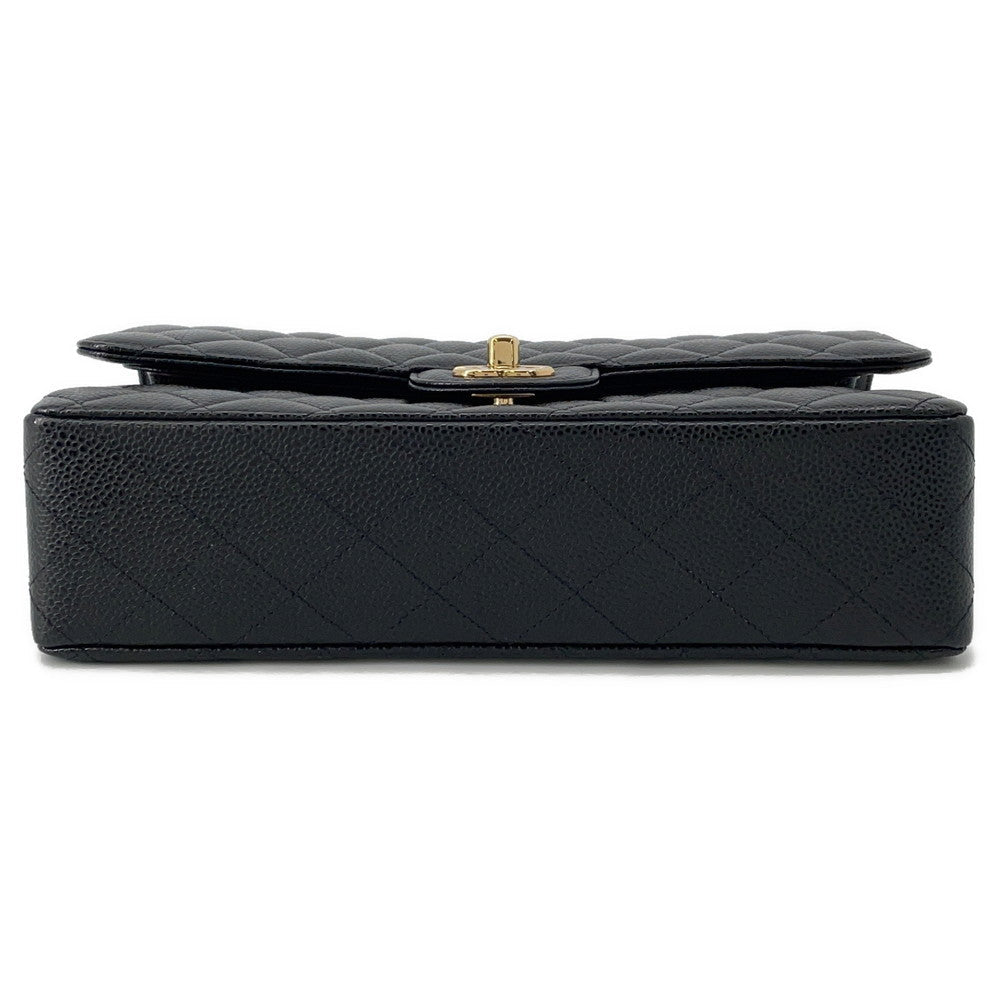 CHANEL Matelasse W Flap ChainShoulder Bag BlackA01112 Caviar Leather Size 25