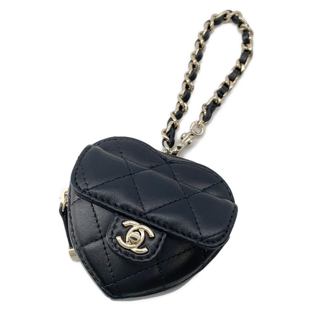 CHANEL Matelasse Mini Heart Bag Charm BlackAP4838 Lambskin