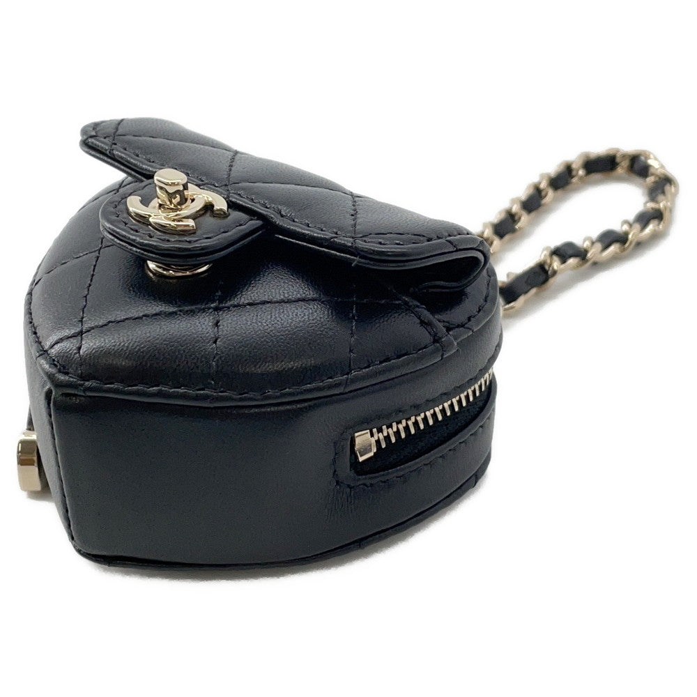 CHANEL Matelasse Mini Heart Bag Charm BlackAP4838 Lambskin