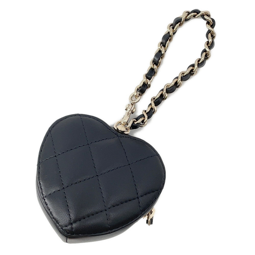 CHANEL Matelasse Mini Heart Bag Charm BlackAP4838 Lambskin