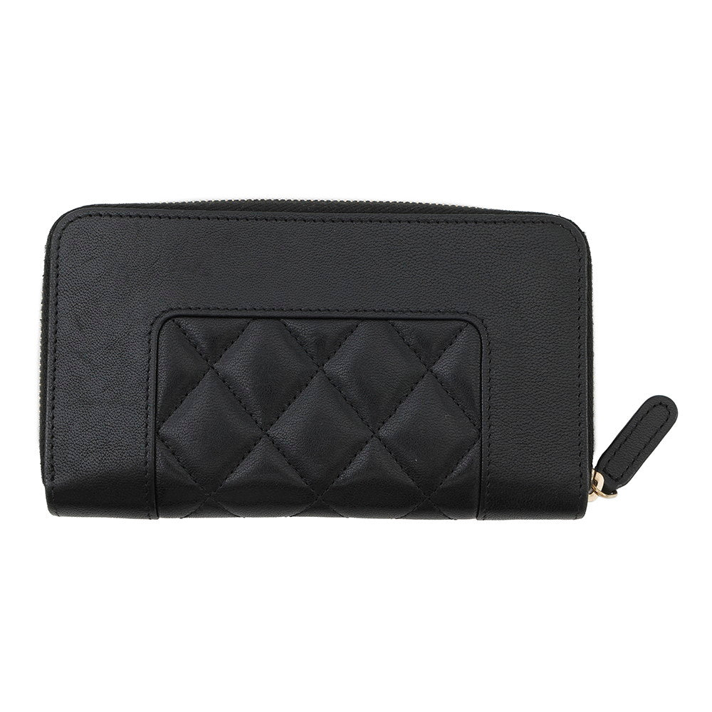 CHANEL Mademoiselle Zip Around Compact Wallet BlackA80969 Lambskin
