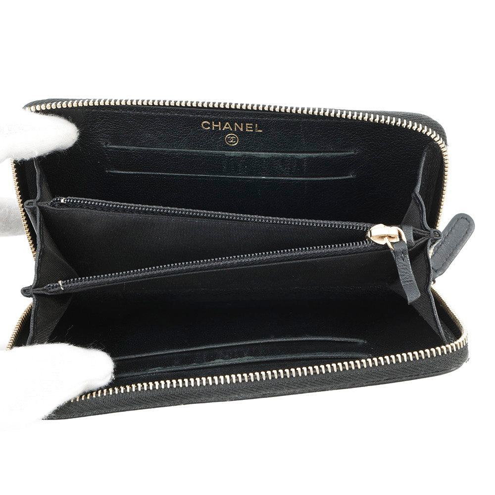CHANEL Mademoiselle Zip Around Compact Wallet BlackA80969 Lambskin