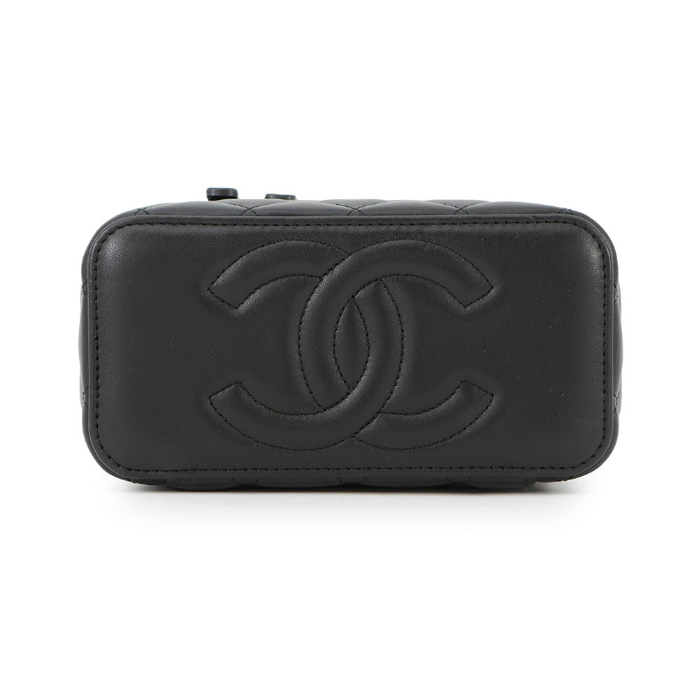 CHANEL Matelasse 2WAY Vanity Case BlackAP2199 Lambskin