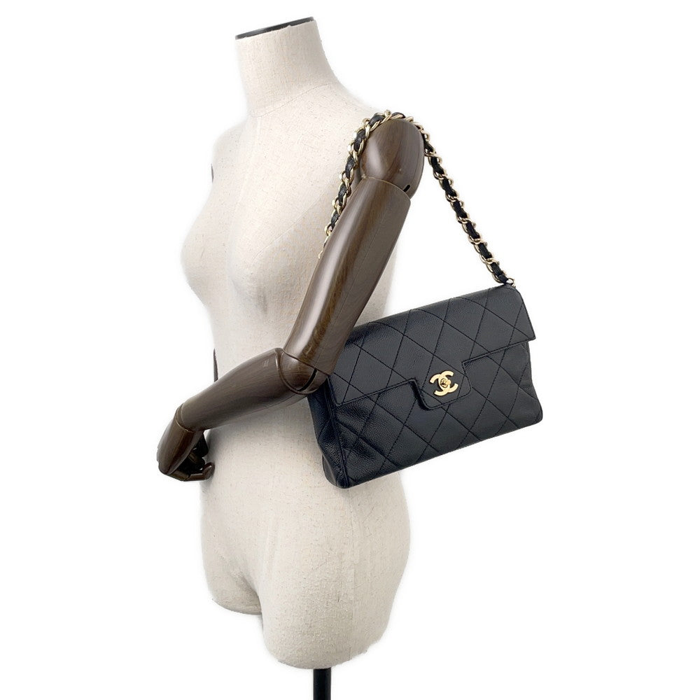 CHANEL one belt Black Caviar Leather