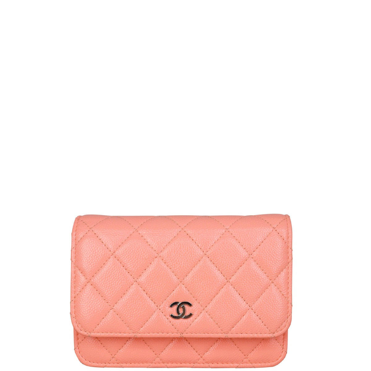 Chanel Mini Wallet on Chain | Bright Coral Pink