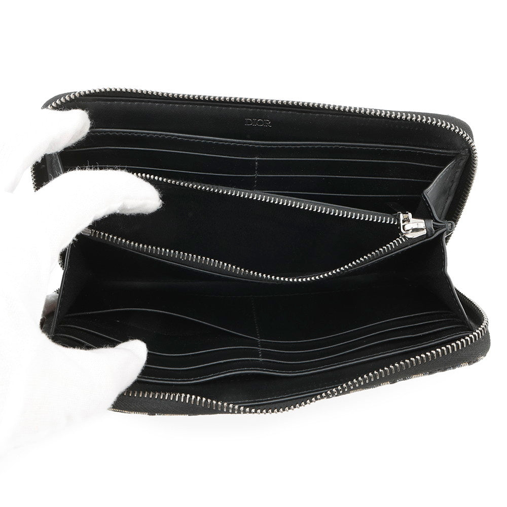 Dior Oblique Zip Around Long Wallet Navy/Black Canvas