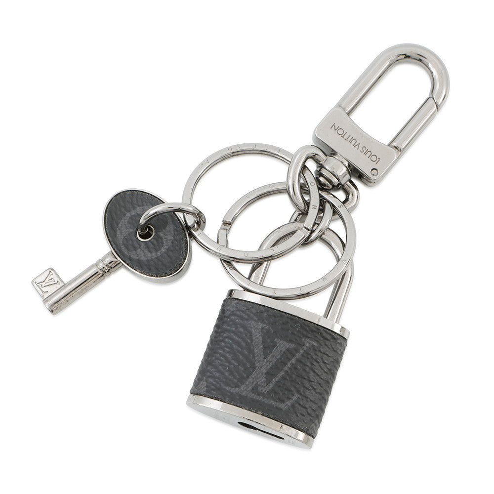 LOUIS VUITTON Porte Cles Padlock & Key BlackM61951 Monogram Eclipse
