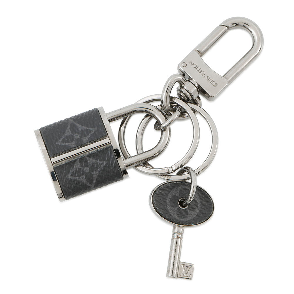 LOUIS VUITTON Porte Cles Padlock & Key BlackM61951 Monogram Eclipse