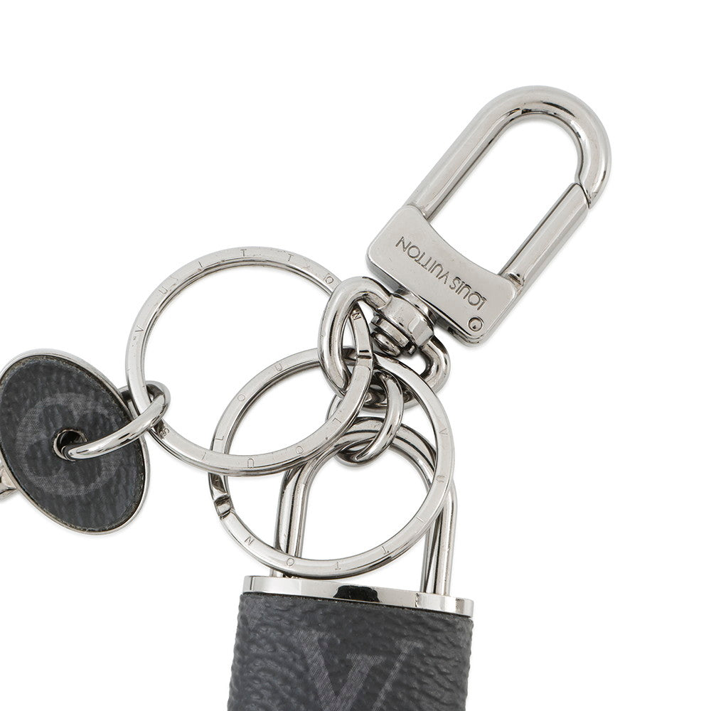 LOUIS VUITTON Porte Cles Padlock & Key BlackM61951 Monogram Eclipse