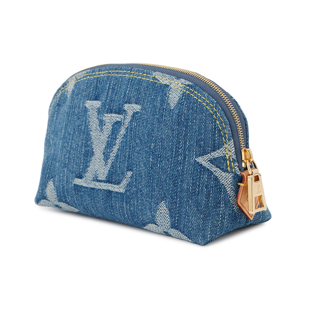 LOUIS VUITTON Pochette Cosmetic BlueM24316 MonogramDenim Size PM