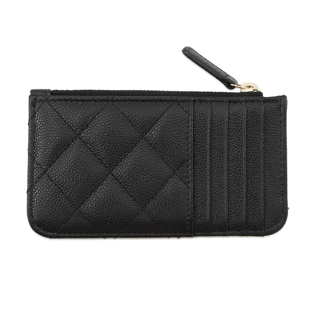 CHANEL Matelasse Classic Zip Card Case BlackAP2570 Caviar Leather