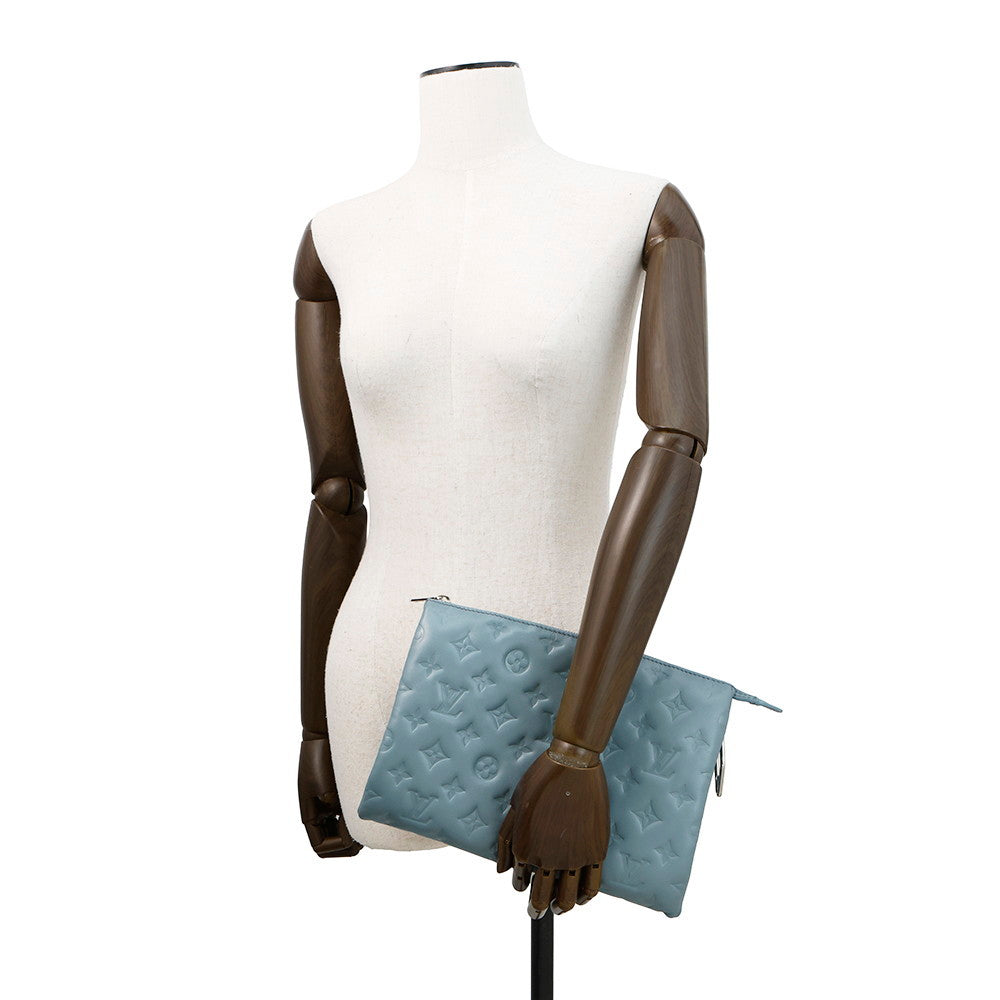 LOUIS VUITTON Coussin Blue Gacier/RedM21197 Monogram Embossed Lamb Leather Size PM