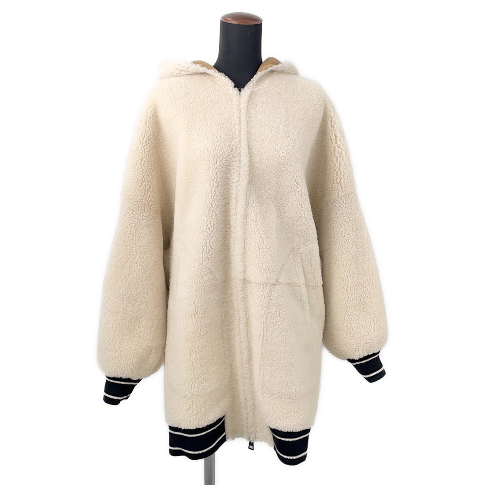 Dior Reversible Hooded Mouton Jacket Size 34 Camel248C85AL815 Lambskin100% Wool 94% Nylon5% Polyurethane1%