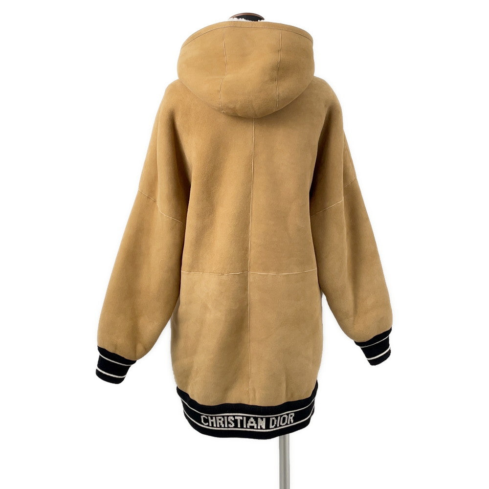 Dior Reversible Hooded Mouton Jacket Size 34 Camel248C85AL815 Lambskin100% Wool 94% Nylon5% Polyurethane1%
