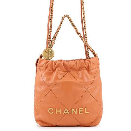 CHANEL 22 Chain Bag OrangeAS3980 Lambskin Size Mini
