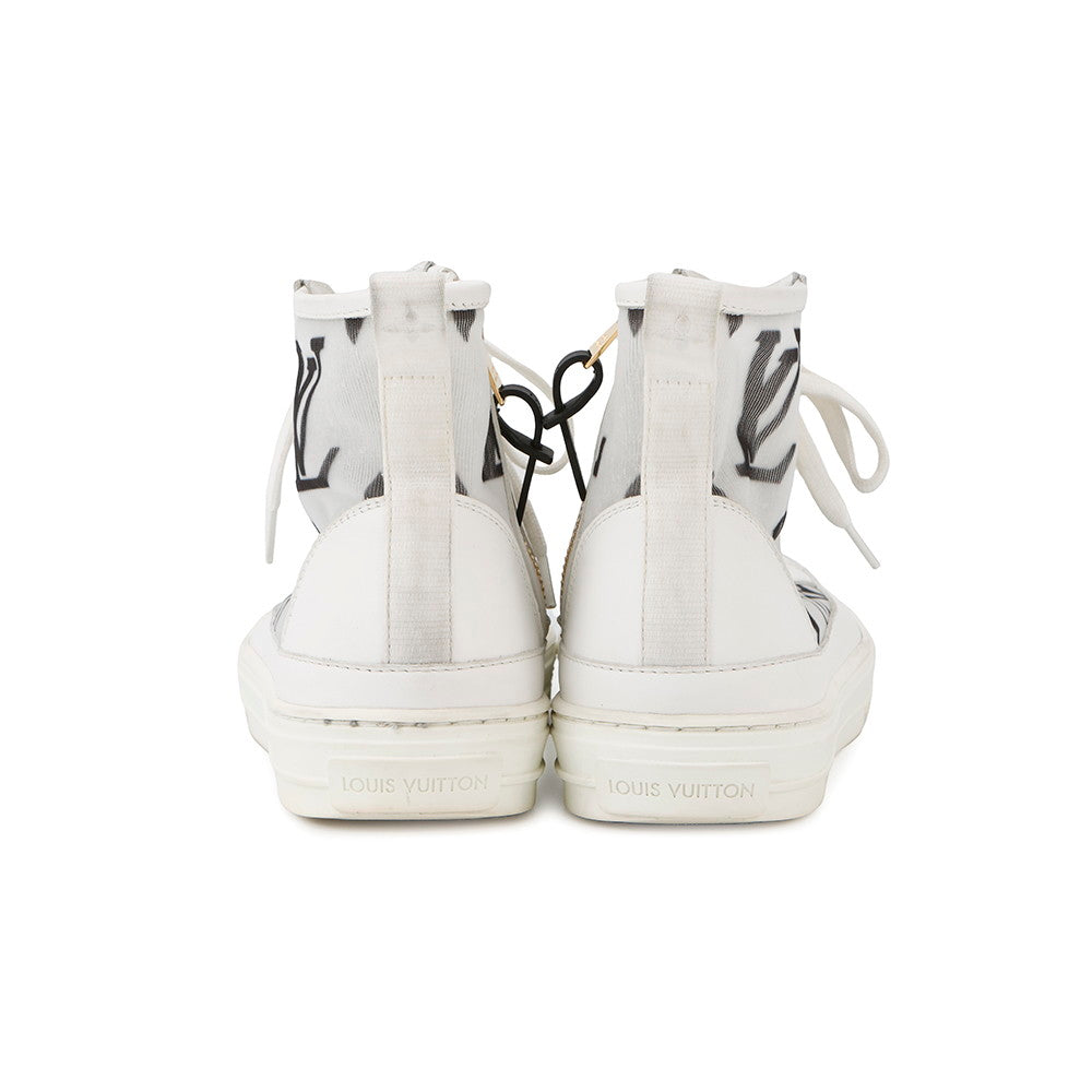 LOUIS VUITTON Stellar Line High-Top Sneakers White Mesh Rubber Size 38