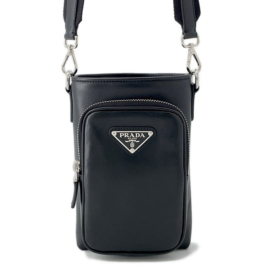 PRADA Smartphone case Black2ZH155 Calf Leather Nylon